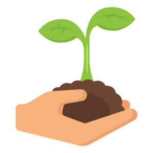 hand giving growing plant flat style